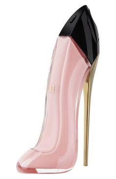 a pink and black high heeled shoe