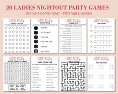 20 ladies's night out party games with printables and instructions for each game