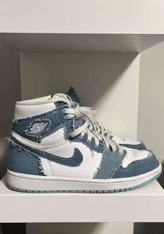 ad eBay - Find many great new & used options and get the best deals for Jordan 1 High OG Denim Size 11 WMNS at the best online prices at eBay! Free shipping for many products! Shoes High Tops Nike, Nike Denim Sneakers, Nuke Shoes, Cute Shoes Sneakers Jordans, Best Jordans For Women, Cute Air Jordans, Nike Jordan Aesthetic, Cute Jordans For Women, Denim Jordans