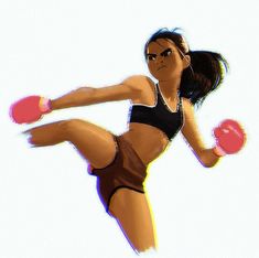 a digital painting of a woman doing exercises