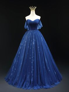 Beautiful Blue Tulle Floor Length Prom Dress Navy Blue Prom Dresses, Beaded Party Dress, Floral Dress Formal, Tulle Evening Dress, Floor Length Prom Dresses, Evening Dress Floor Length, Blue Dress Formal, Blue Ball, Blue Evening Dresses