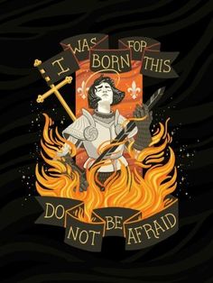 an image of a woman holding a guitar with flames around her and the words i was born