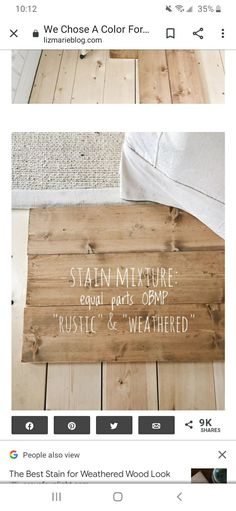 a wooden sign that says stain memexure and paris opp rustic & weathered