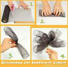 instructions to make a flower out of mesh