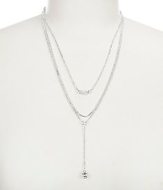 Givenchy Silver Crystal Long Y-Necklace | Dillard's Long Drop Necklace, Lariat Necklace Silver, Jr Prom, Long Silver Necklace, Dangle Necklaces, Silver Crystal, Chunky Necklace, Lariat Necklace, Drop Necklace