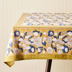 For a quick trip to southern France, just set the table with Couleur Nature’s whimsical French linens. (They’re inspired by Provence, after all.) This tablecloth is peppered with fruit and foliage you might find in Provençal forests and dons rich mustard and blue hues. Did we mention it’s hand-printed? Of course it is. Mustard-yellow and blue pattern inspired by Provençal forests. Designed by Parisian artist Bruno Lamy. Hand-printed by skilled, fairly paid artisans in Jaipur, India. Made of 100% Blue And Yellow Decor, Light Blue Jumper, French Linens, French Tablecloths, Blue Tablecloth, Country Table, Set The Table, Yellow Decor, Blue Jumper