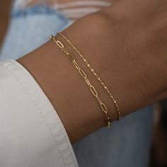 Two Delicate Bracelets Set Dainty Bracelet Set Two - Etsy Gold Key Bracelet, Gold Bracelet Delicate, Gold Delicate Bracelet, Dainty Gold Bracelet Classy, Silver Dainty Bracelets, Silver Paperclip Bracelet, Simple Gold Chain Bracelet, Simple Chain Bracelet, Silver And Gold Bracelets