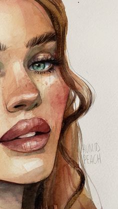 Humid Peach, Peach Watercolor, Watercolor Face, Watercolor Art Face, Watercolor Portrait Painting, Fotografi Alam Semula Jadi, Arte Sketchbook