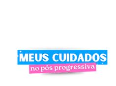 a blue and pink sticker that says meus cuados no pos progressive