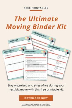 the ultimate moving binder kit with free printables and instructions to help you move