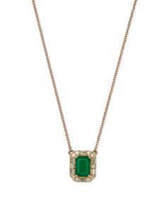 Bloomingdale's Emerald & Diamond Halo Pendant Necklace in 14K Yellow Gold, 18 - 100% Exclusive Emerald Necklace Pendant, Halo Pendant, Jewellery Ideas, Emerald Necklace, Exclusive Jewelry, Emerald Diamond, Diamond Halo, Inspo Outfits, Green Gold