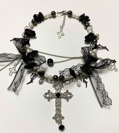 Upcycling, Gothic Victorian Accessories, Beaded Gothic Jewelry, Romantic Goth Accessories, Vkei Jewellery, Goth Handmade Jewelry, Gothic Handmade Jewelry, Dark Coquette Jewelry, Handmade Gothic Jewelry