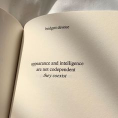 an open book with the words appearance and intelligence are not codependent they coextst