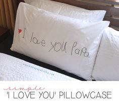 two pillows with the words i love you, pag on them next to each other