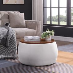 a living room scene with focus on the coffee table