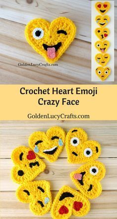 crochet heart emoji tears of joy pattern by goldenucy crafts