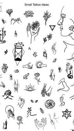 small tattoo designs are shown in black and white, as well as the symbols for each individual