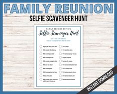 the selfie scavenger hunt printable for family reunion