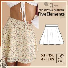 the sewing pattern is shown, and it has an image of a woman's skirt with