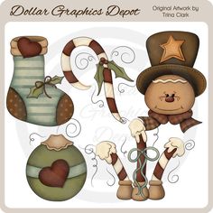 the digital clipart set includes an image of a teddy bear and some other items