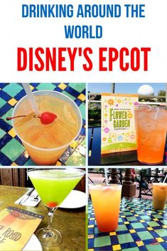 drinks with the words drinking around the world disney's epot on top and below