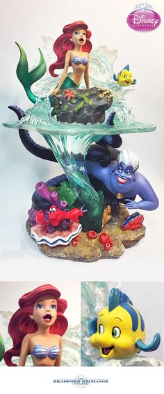 the little mermaid figurine is on display