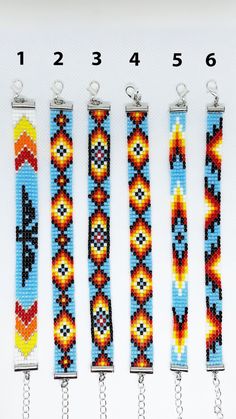 four beaded bracelets in different colors and sizes