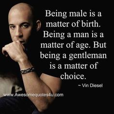 a man with his hand on his chin and the quote being male is a matter of birth