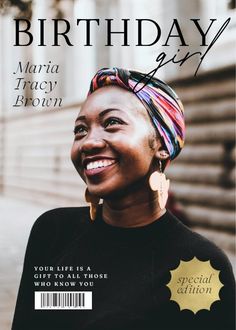 a magazine cover with a woman smiling and wearing a turban on her head