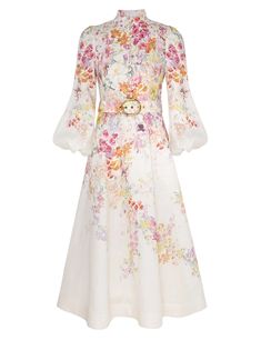 Natura Buttoned Midi Dress Kaleidoscope Garden Online | Zimmermann Couture, Zimmerman Long Dress, Ladys Dresses, Wanderlust Fashion, Dressy Dress, Skirt With Buttons, Long Midi Dress