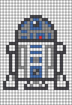 a cross stitch pattern with a star wars character in blue and grey, on a white background