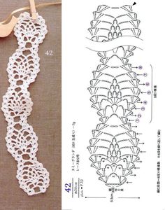 the crocheted lace is being used to make an ornament for a necklace