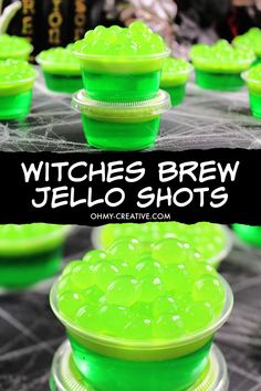 witches brew jello shots in green cups