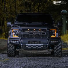 the front end of a black pickup truck