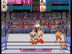 an old video game with wrestlers in the ring