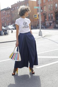 Preppy Style, Denim Pant, Vintage Bags, Dressed Down, Midi Skirt, Elastic Waist, Wide Leg, Pajamas, Summer Fashion