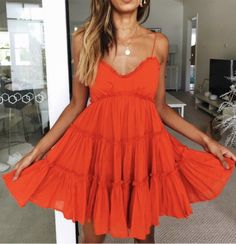 Dresses With V Neck, Colorful Dress, Sorority Recruitment, Stil Inspiration, Ropa Diy, Outfit Trends, Spaghetti Strap Dress