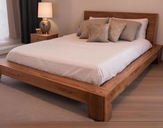 Wooden Homemade Bed Frame, Rounded Wood Bed Frame, Diy Wooden Platform Bed, Full Wood Bed Frame, King Size Wooden Bed Designs, Big Wooden Bed Frame, Diy Queen Bed Frame Platform, Homemade King Bed Frame, Homemade Wood Bed Frame