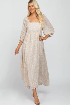 Beige Chiffon Printed Square Neck Empire Maxi Dress – PinkBlush Neutral Maxi Dresses, A Streetcar Named Desire, Empire Maxi Dress, Maternity Maxi Dress, Family Picture Outfits, Maternity Maxi, Baby Shower Dresses, Family Photo Outfits, Pregnancy Maxi Dress