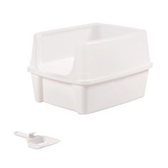 a white plastic container next to a metal hook