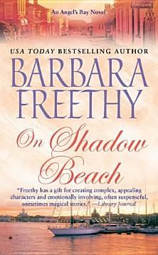a book cover for on shadow beach by barbara freethy with an image of boats in the water