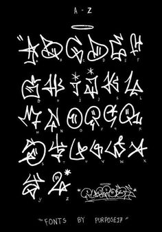 some type of graffiti written in white ink on a black background with the letters and numbers below it