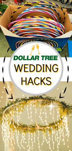 dollar tree wedding hacks with text overlay