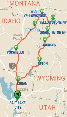 a map showing the location of wyoming and other major cities, including mountains, rivers, and lakes