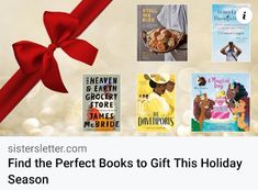 an image of books with red ribbon on the front and back cover, including children's books to gift this holiday season