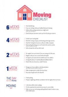 the moving checklist is shown in red and blue, with instructions to help you move