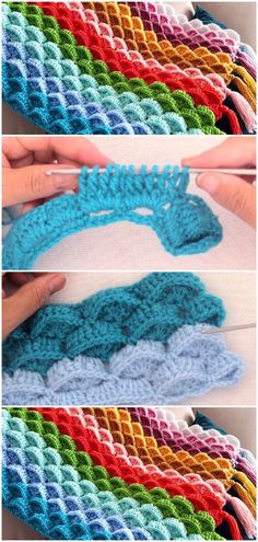 crochet is being worked on with yarn