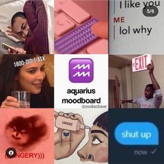 the collage shows different types of texting and pictures with words on them that say, i like you me lol why?