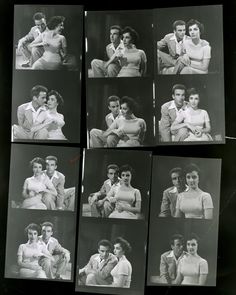 Contact sheet of images showing actors Elizabeth Taylor and Montgomery Clift together during the filming of 'A Place in the Sun' (directed by George Stevens) in Hollywood, California - 1950. (📷 Peter Stackpole/LIFE Picture Collection) #LIFEMagazine #LIFEArchive #ElizabethTaylor #MontgomeryClift #ContactSheet #FilmStars #Actors #APlaceintheSun #1950s #Hollywood