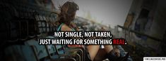 a woman sitting on top of a bench next to a wall with the words not single, not taken just waiting for something real